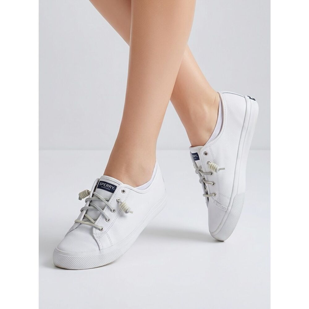 SPERRY | White Leather Lace Up Slip On Sneakers Women’s Size 12